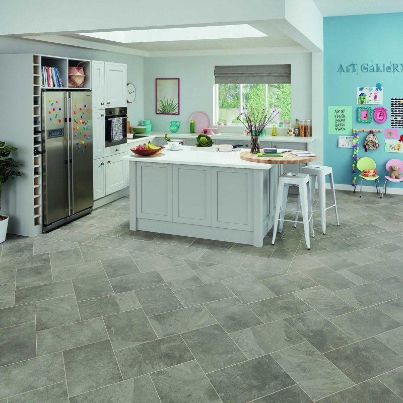 Karndean Knight Tile ST16 Grey Riven Slate