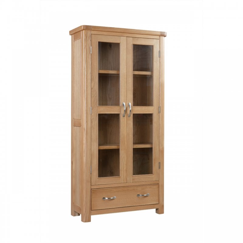 Papaya Chagford Oak  Display Cabinet with Glass Doors