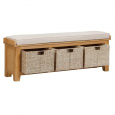 Kenton Oak Hall Bench with Baskets Kenton Oak Hall Bench with Baskets