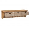 Papaya Kenton Oak Wall Shelf with Hooks & Baskets