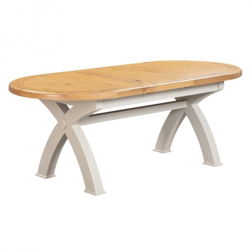 Papaya Kenton Painted Oval Cross Leg Extending Dining Table