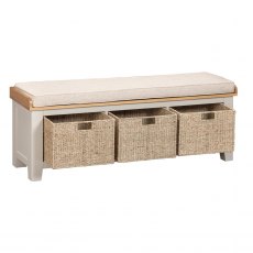 Kenton Painted Hall Bench with Baskets Kenton Painted Hall Bench with Baskets