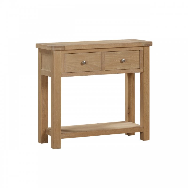 Papaya Farringdon Oak Console Table with 2 Drawers